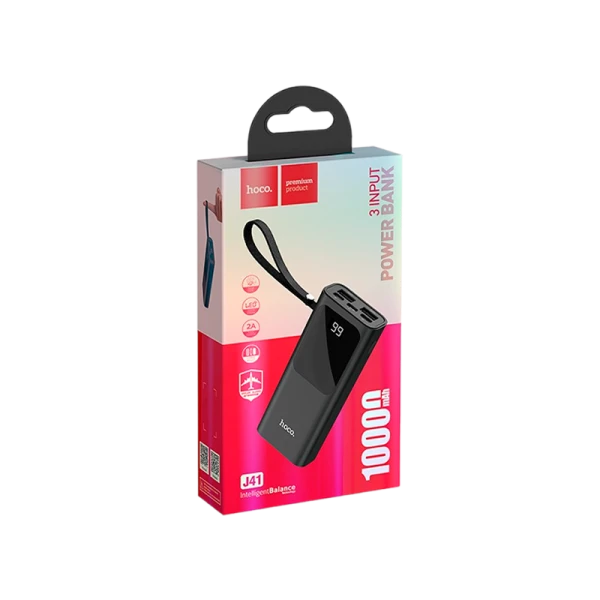 Внешний аккумулятор HOCO J41 10000mAh 2.0A 2USB/Lightning/Type-C черный (1/63)