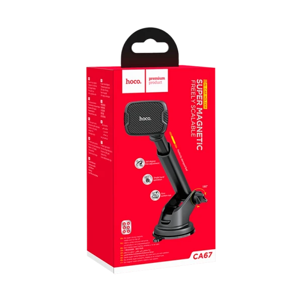 Держатель автомобильный HOCO CA67 присоска магнит черный (1/100)