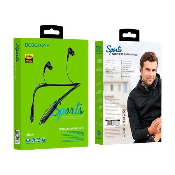 Наушники внутриканальные Borofone BE45 bluetooth 5.0 с микр. спорт. черный (1/80)