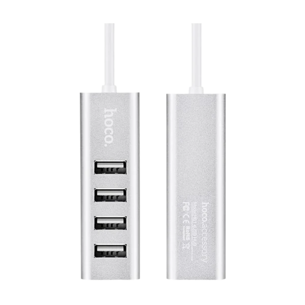 USB-Хаб HOCO HB1 4USB USB (m) серебряный (1/12/120)