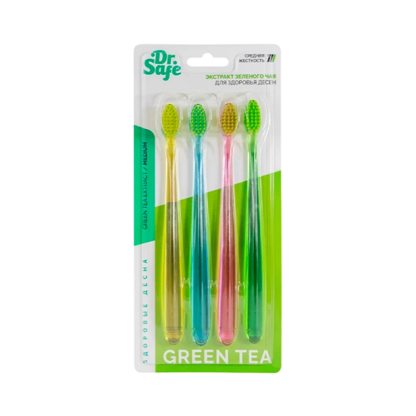 DR.SAFE Зубная щетка РЕТ-РBT Green Tee (4 шт/упак) Цена за шт – (4/96)