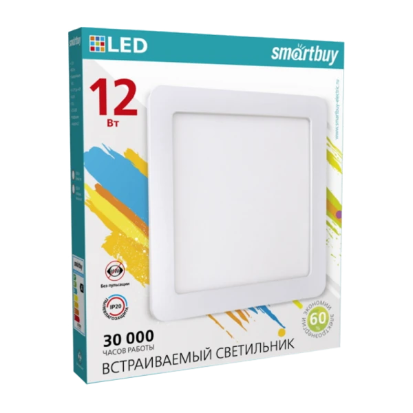 Светильник настенный Smartbuy SBL-SqSDL-12-4K 12W 220V 1LED IP20 накладной белый (1/40)