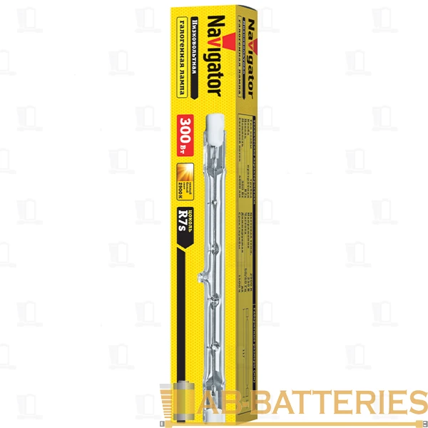 Лампа галогенная Navigator J117 R7s 300W 2900K 230V трубка прозрачная (1/50/500)