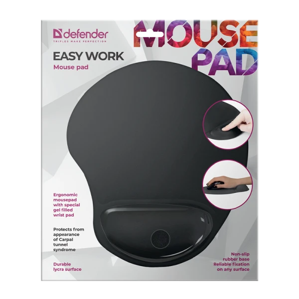 Коврик для мыши Defender Easy Work 260x5x225мм черный (1/30)