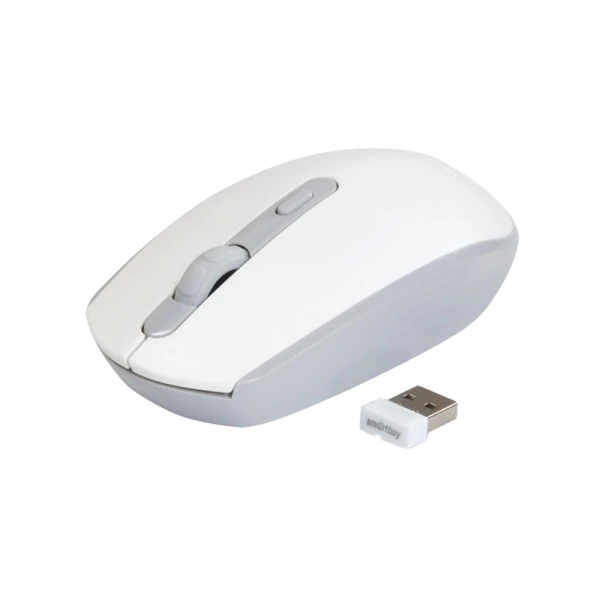 Мышь беспроводная Smartbuy 280AG классическая USB бесшумная белый серый (1/40)