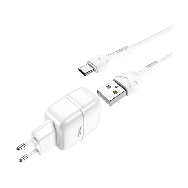 Сетевое З/У HOCO C77A 2USB 2.4A с кабелем Lightning белый (1/12/120)