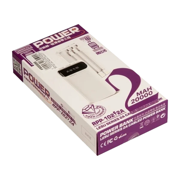 Внешний аккумулятор Remax RPP-102 20000mAh 2.0A 2USB/Type-C белый (1/26)