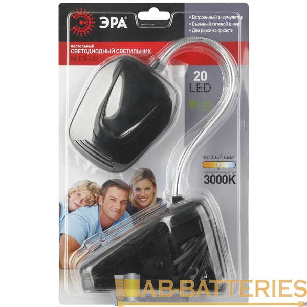 Светильник настольный ЭРА NLED-420 1.5W 220V 20LED прищепка черный
