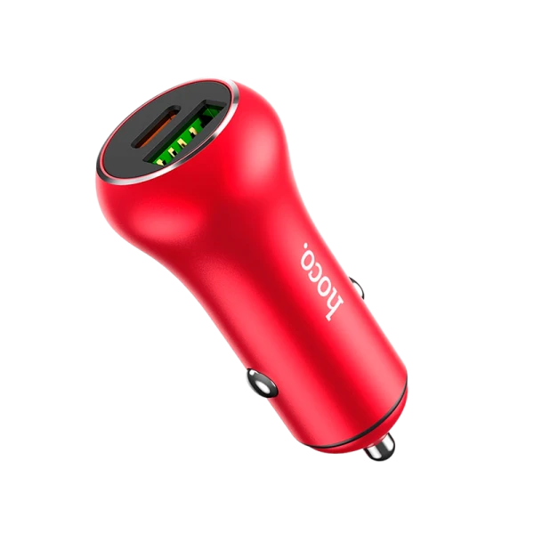Автомобильное З/У HOCO Z38 1USB/Type-C QC3.0 красный (1/12/120)