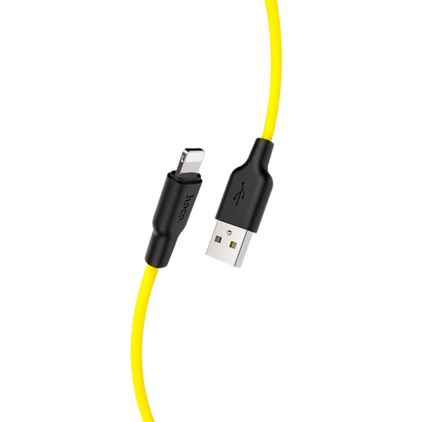 Кабель HOCO X21 Plus USB (m)-Lightning (m) 1.0м 2.4A силикон черный желтый (1/28/168)
