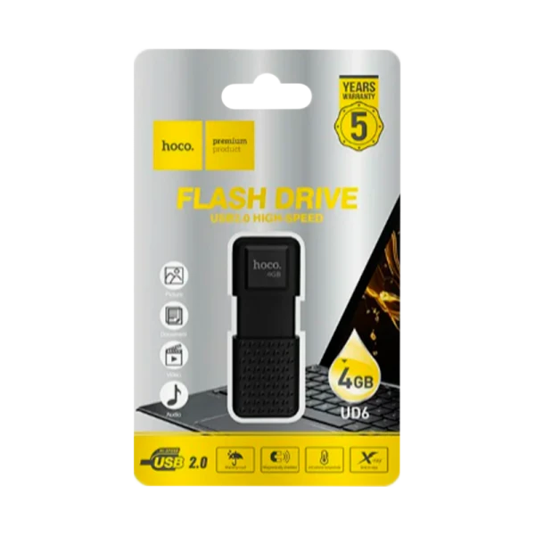 Флеш-накопитель HOCO UD6 4GB USB2.0 пластик черный (1/30/240)