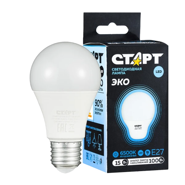 Лампа светодиодная Старт GLS E27 15W 6500К 220V груша Black матовая (1/10/100)