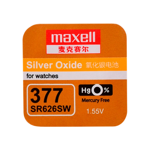 Батарейка Maxell 377 (SR626SW) BL1 Silver Oxide 1.55V 0%Hg (1/10/100)