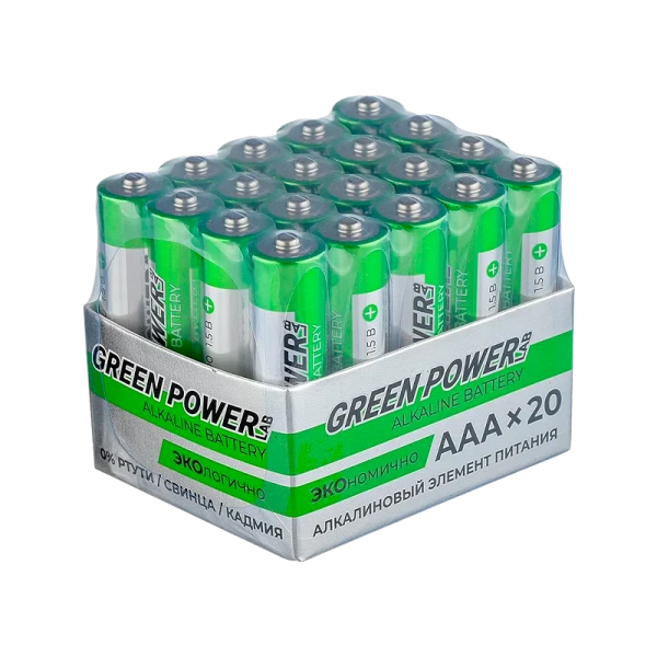 Батарейка GREEN POWERlab LR03 AAA BOX20 Alkaline 1.5V (4/20/120/720)
