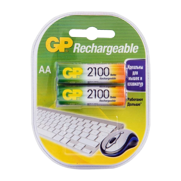 Аккумулятор бытовой GP HR6 AA BL2 NI-MH 2100mAh в пластиковой упаковке (2/20/200) R