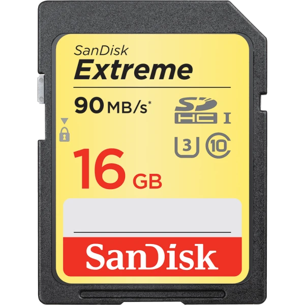 Карта памяти SD SanDisk EXTREME 16GB Class10 UHS-I (U3) 90 МБ/сек