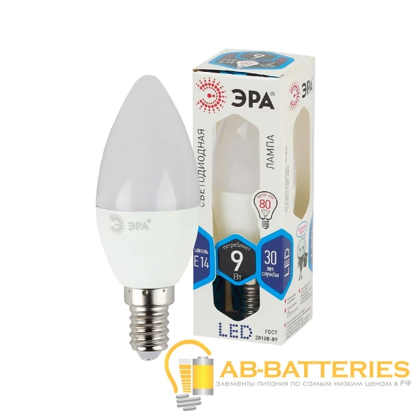 Лампа светодиодная ЭРА B35 E14 9W 6000К 170-265V свеча