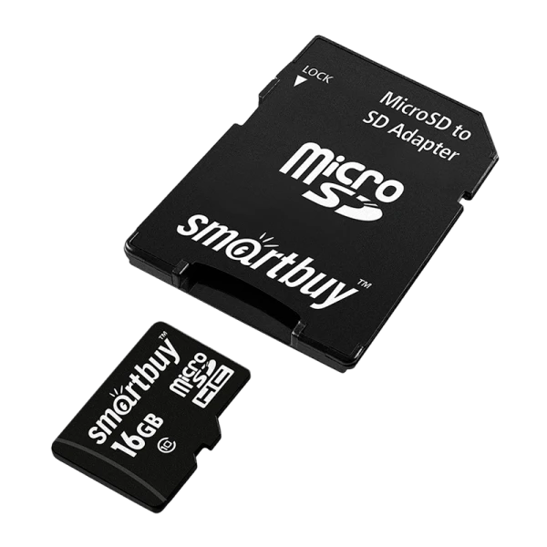 Карта памяти microSD Smartbuy 16GB Class10 10 МБ/сек с адаптером