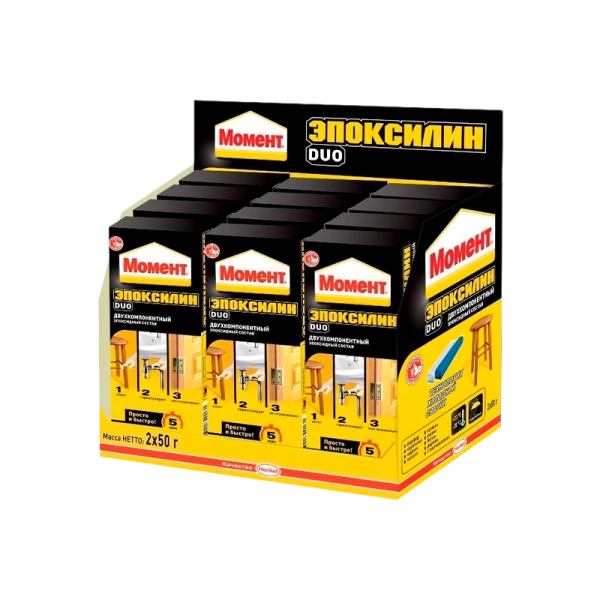 Клей Момент DUO эпоксидный 50г двухкомпонентный шоу-бокс (12/48)