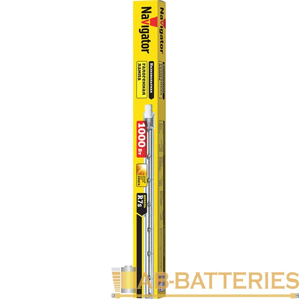 Лампа галогенная Navigator J189 R7s 1000W 2900K 230V трубка прозрачная (1/20/500)