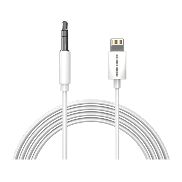 Кабель AUX MORE CHOICE UK28i Jack 3.5mm (m)-Lightning (m) 1.0м ПВХ белый