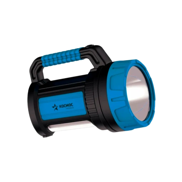 *Фонарь туристический Космос 9107 Premium 7W 1LED от аккумулятора IP33 синий черный (1/8) 