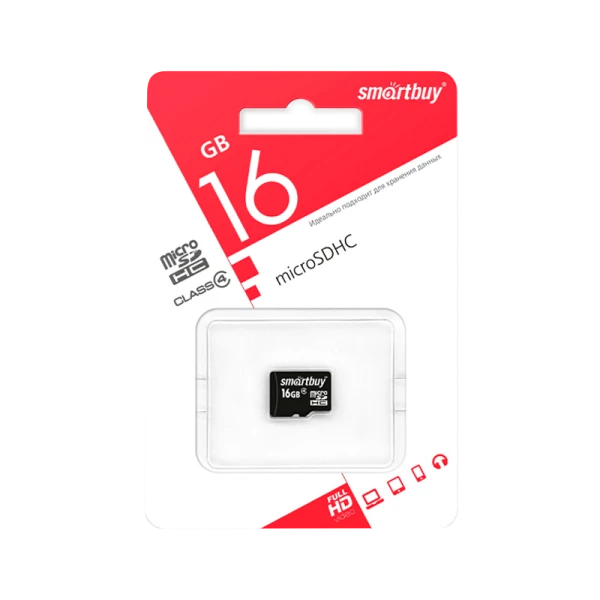 Карта памяти microSD Smartbuy 16GB Class4 4 МБ/сек без адаптера