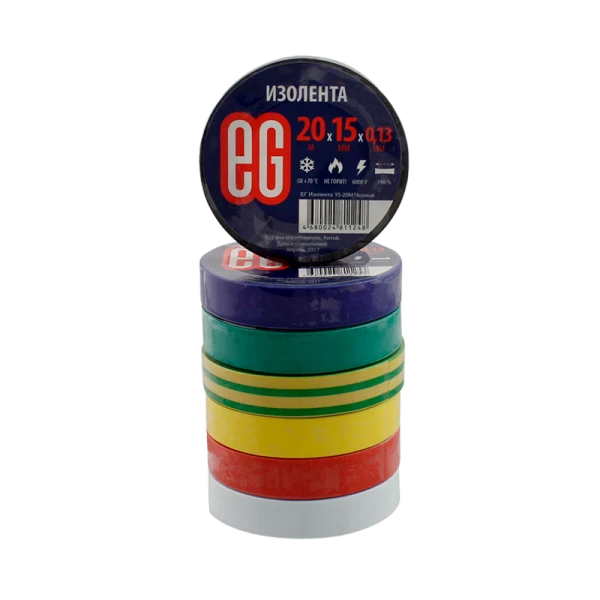 Изолента Еврогарант/EG ПВХ 15мм*20м ассорти