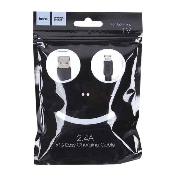 Кабель HOCO X13 USB (m)-Lightning (m) 1.0м 2.4A ПВХ черный (1/36/360)