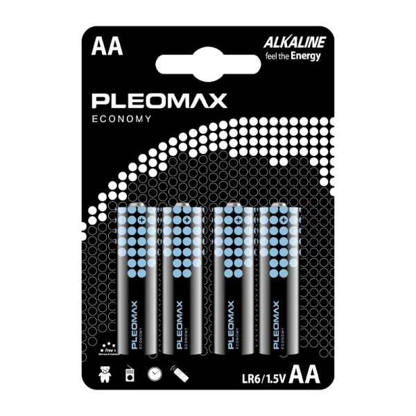Батарейка Pleomax ECONOMY LR6 AA BL4 Alkaline 1.5V (4/40/400/19200)