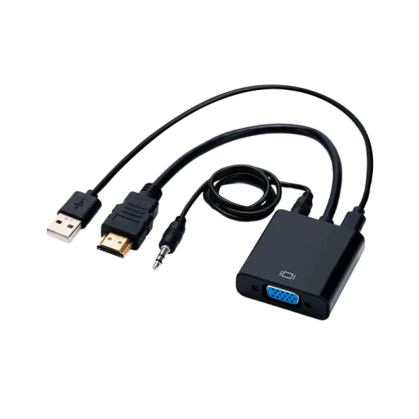Переходник GoPower HDMI (m)-VGA (f) с питанием со звуком черный Premium Zip-Lock c подвесом (1/200)