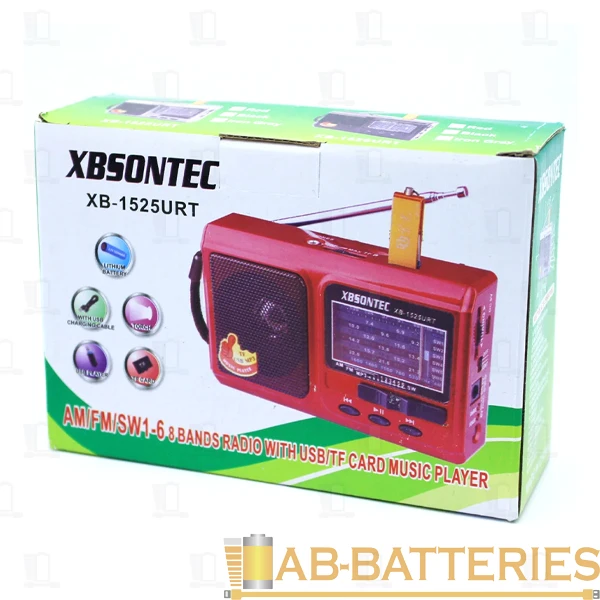 Радиоприемник XBSONTEC XB-1525URT пластик microSD USB/Jack3.5 красный (1/40)