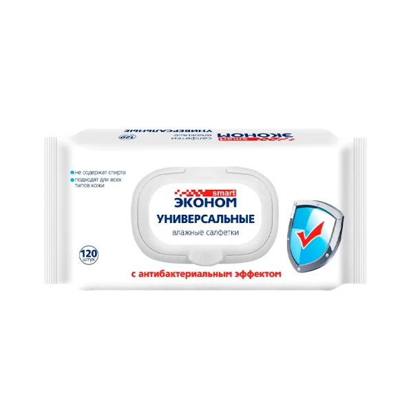 Салфетка SMART Эконом универсальные с пластиковым клапаном 120шт. (1/16)