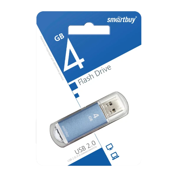 Флеш-накопитель Smartbuy V-Cut 4GB USB2.0 пластик синий