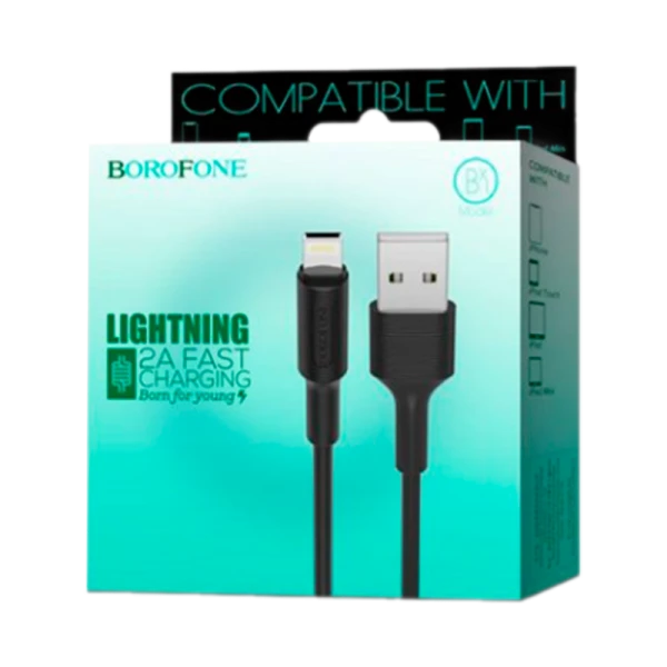 Кабель Borofone BX1 USB (m)-Lightning (m) 1.0м 2.0A ПВХ черный (1/50/200)