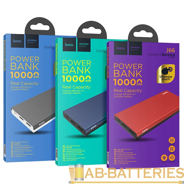 Внешний аккумулятор HOCO J66 10000mAh 2.0A 2USB/Type-C серый (1/45)