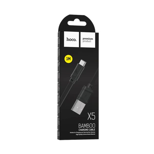 Кабель HOCO X5 USB (m)-Type-C (m) 1.0м 2.4A ПВХ черный (1/30/300)