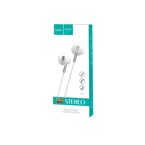 Наушники вставные HOCO M57 с микр. белый (1/21/210)