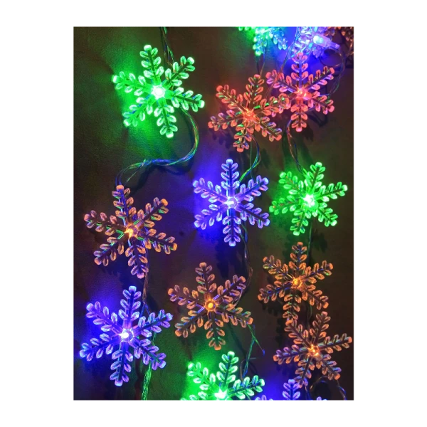 Гирлянда Космос "Снежинки" 30LED 4.4м микс нить 8 режимов прозрачн.насадки ассорти