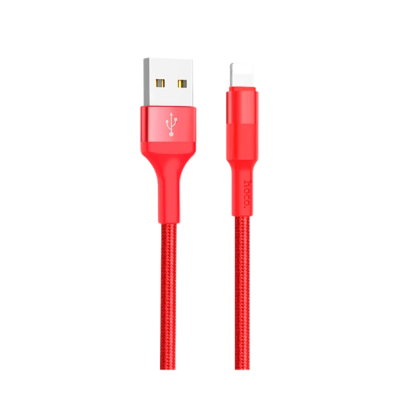 Кабель HOCO X26 USB (m)-Lightning (m) 1.0м 2.0A нейлон красный (1/30/300)