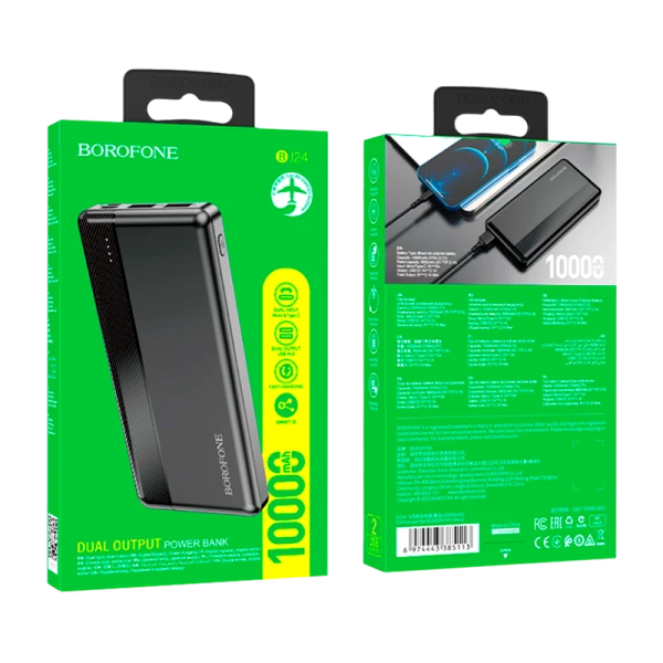 Внешний аккумулятор Borofone BJ24 10000mAh 2.0A microUSB/Type-C черный (1/42)
