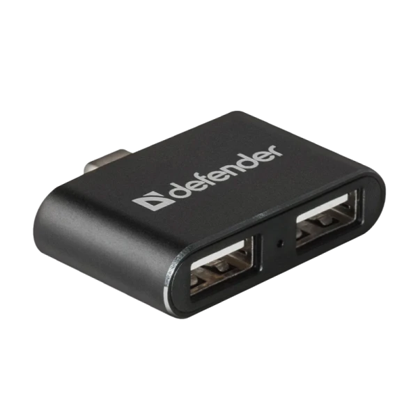 Переходник Defender Quadro Dual Type-C (m)-2xUSB (f) пластик черный (1/100)