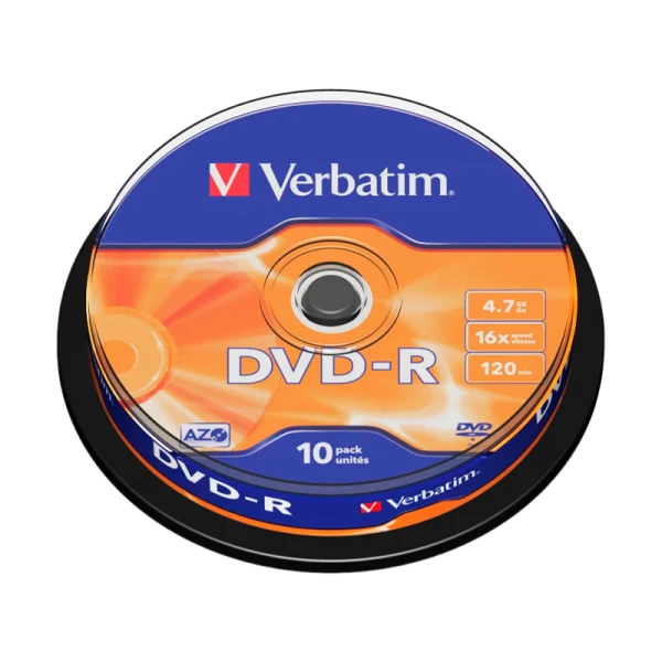 Диск DVD-R Verbatim 4.7GB 16x 10шт. cake box (10/200)