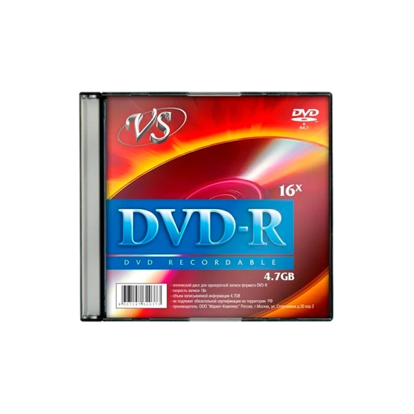 Диск DVD-R VS 4.7GB 16x 5шт. SlimCase (5/200)