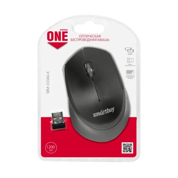 Мышь беспроводная Smartbuy 332AG ONE классическая USB черный (1/60)
