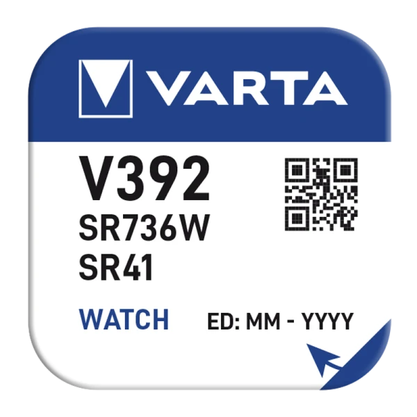 Батарейка Varta 392 (SR41W) BL1 Silver Oxide 1.55V (1/10/100)