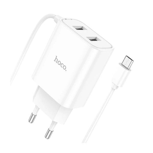 Сетевое З/У HOCO C103A 2USB microUSB (m) 2.1A белый (1/13/130)
