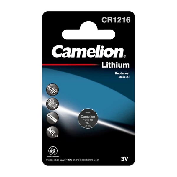 Батарейка Camelion CR1216 BL1 Lithium 3V (1/10/1800)