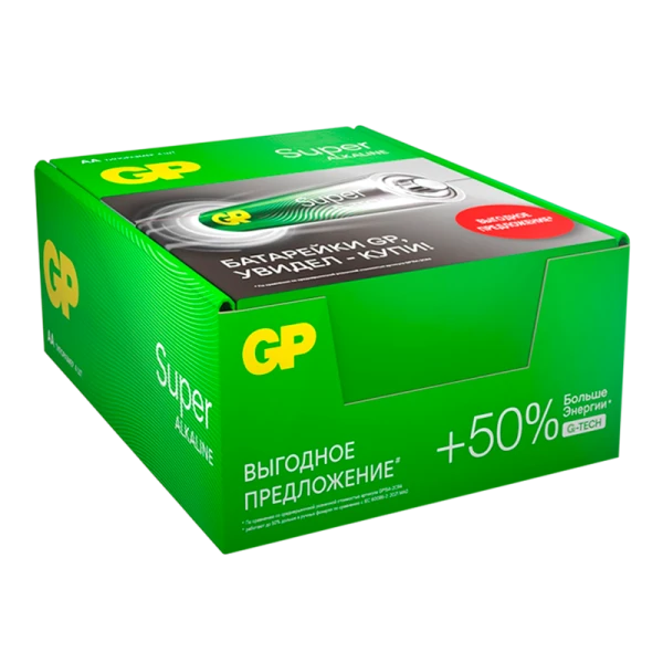 Батарейка GP Super G-Tech LR6 AA Shrink 4 Alkaline 1.5V (4/96/384)