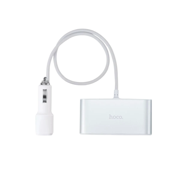 Автомобильное З/У HOCO Z13 2USB 2.1A 3 прикуривателя серебряный (1/63)